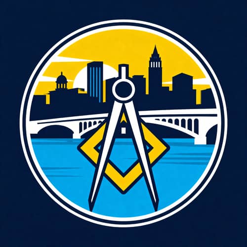 Vibrant Masonic Logo with Frederick Skyline Vibrant Masonic Logo with Frederick Skyline