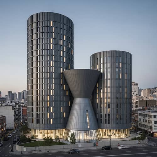 Innovative Building Design: Cylinder and Cone Shapes
