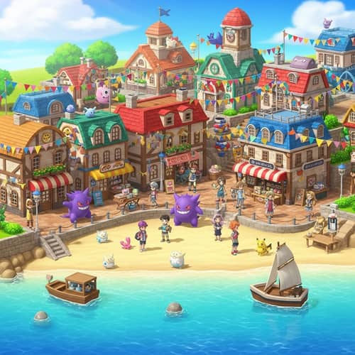 Celebration in a Pokemon Mystery Dungeon Town