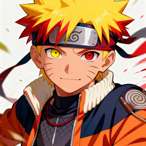 Anime Boy in Naruto Outfit with Colorful Hair