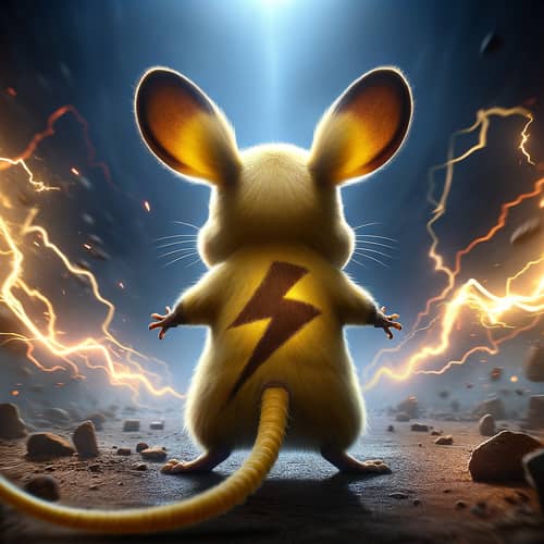 Pikachu's back, urgent and dynamic scene