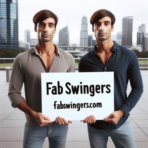 South Asian Man Holding Sign for Fabswingers.com