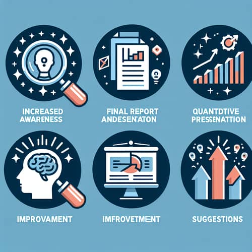 Icon Set: Increased Awareness, Final Report, Customer Info, Quantitative Analysis, Improvement Ideas