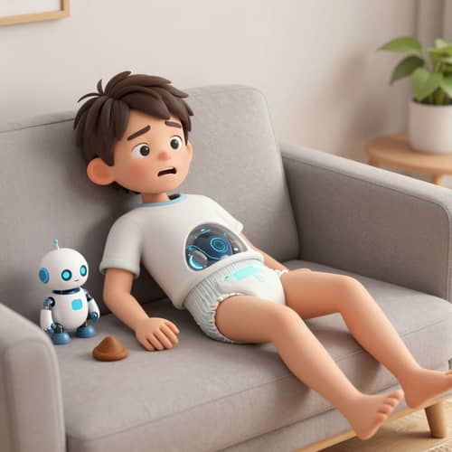 Embarrassed Teen with AI Diaper | Unique 3D Render