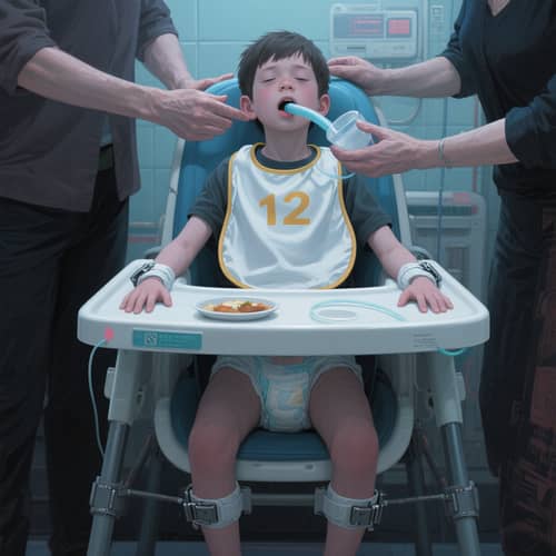 Cyberpunk Digital Art: Forced Feeding Scene