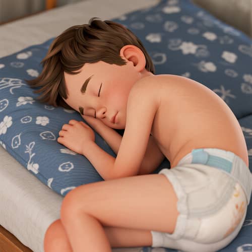 Boy Sleeping in Pullups - 3D Render