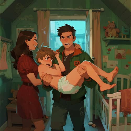 Teen Resists Baby Bed: A Playful Opposition