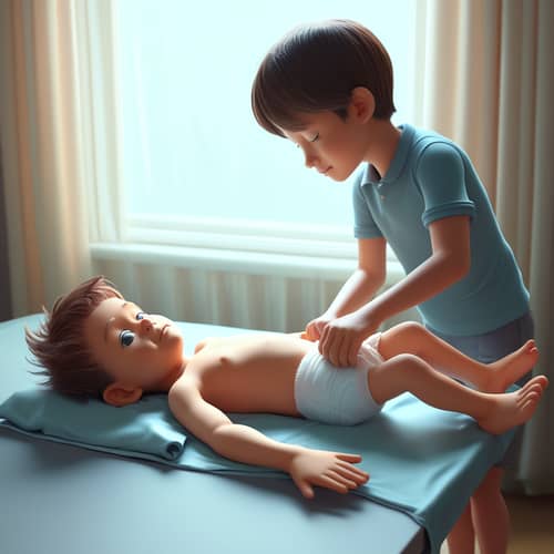 Sensitive Diaper Change Scene - 3D Rendering