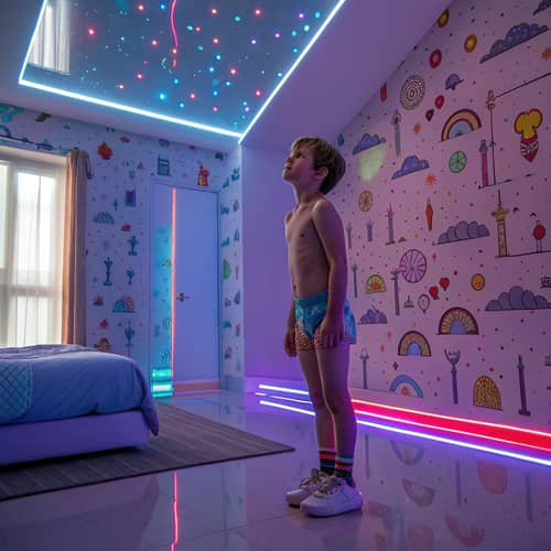 Imaginative Bedroom with Cyberpunk Touch