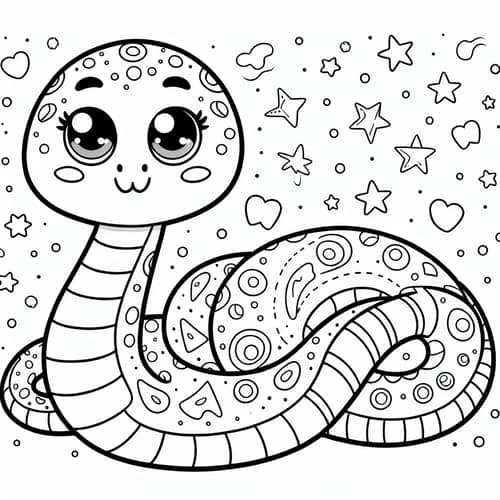 Cute Snake Coloring Book: Playful & Educational Illustration