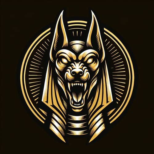 Anubis Emblem Design: Mythological God with Golden Canine Face