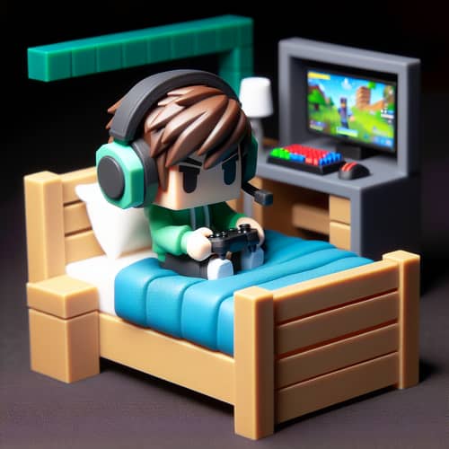 Unidentified Gamer Playing Bedwars - Miniature Red6708