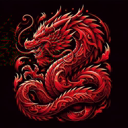 Vibrant Red Dragon Tattoo Design for Back Area - 4K HD HQ