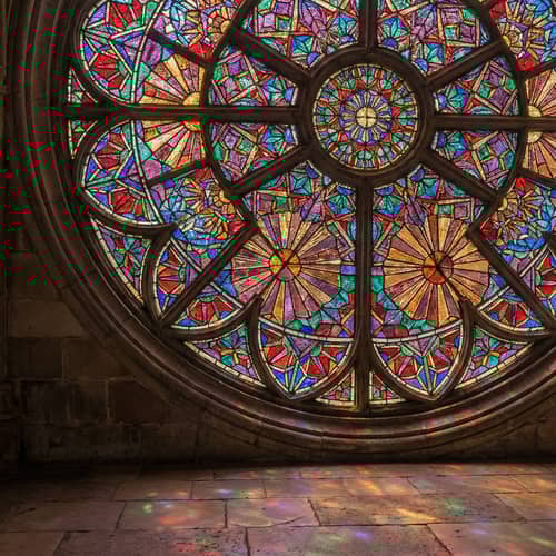 Vibrant Stained Glass Windows: Geometric Patterns Vibrant Stained Glass Windows: Geometric Patterns