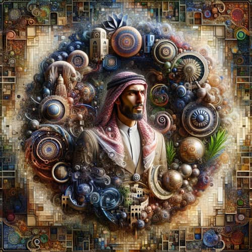 Surreal Realistic Photo of Man Surrounded by Vivid Elements