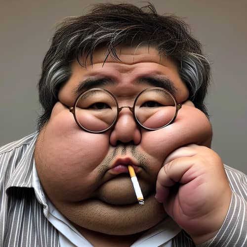 Thoughtful Middle-Aged Man with Glasses and Cigarette