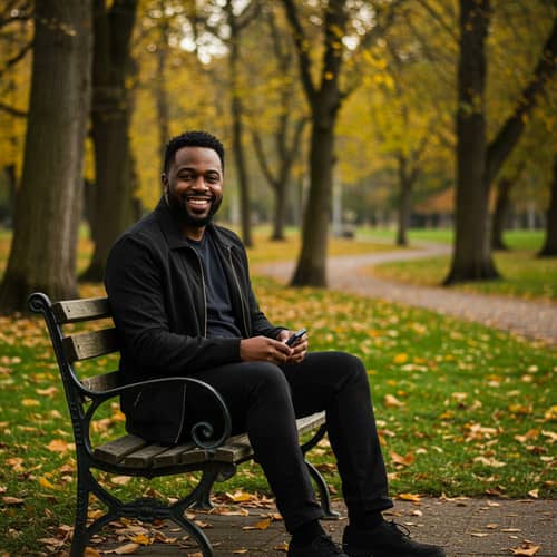 Captivating Portrait of a Man in a Tranquil Park