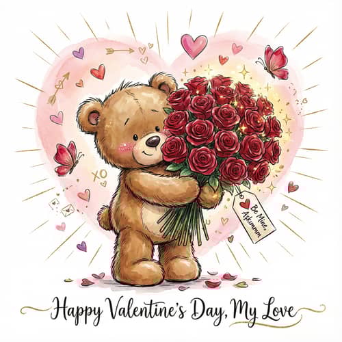 Cute Teddy Bear Valentine’s Day Illustration Cute Teddy Bear Valentine’s Day Illustration