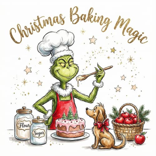 Whimsical Christmas Baking Illustration