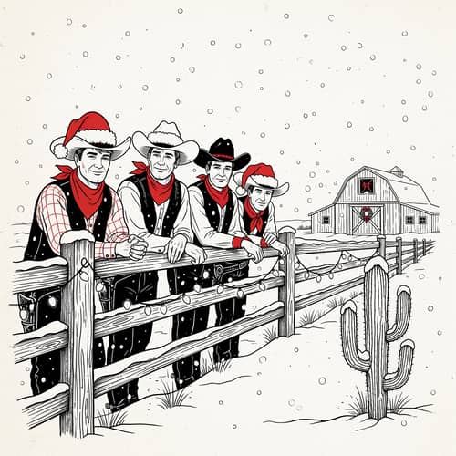 Vintage Cowboy Christmas Illustration