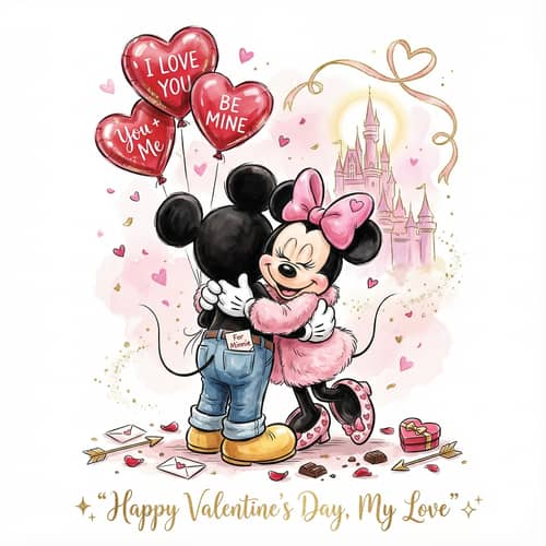 Adorable Valentine’s Day Mickey & Minnie Illustration Adorable Valentine’s Day Mickey & Minnie Illustration