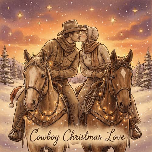 Cozy Cowboy Christmas Illustration