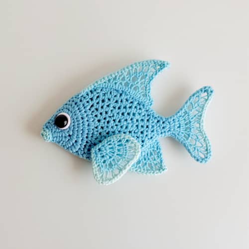 Crocheted Flat Angel Fish Figure - Lace Scales