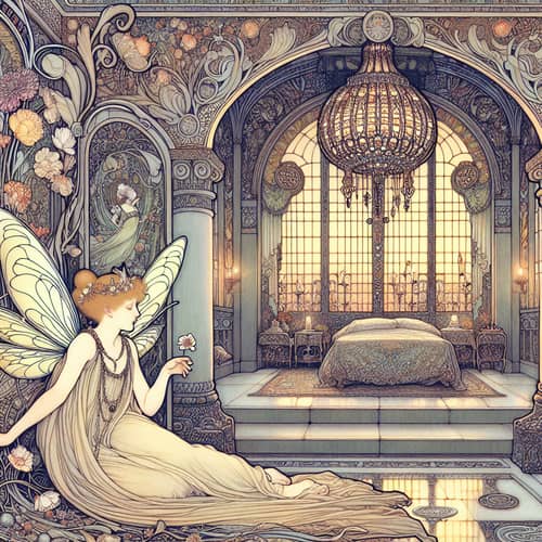 Elegant Fairy Art: Intricate Art Nouveau Style Painting