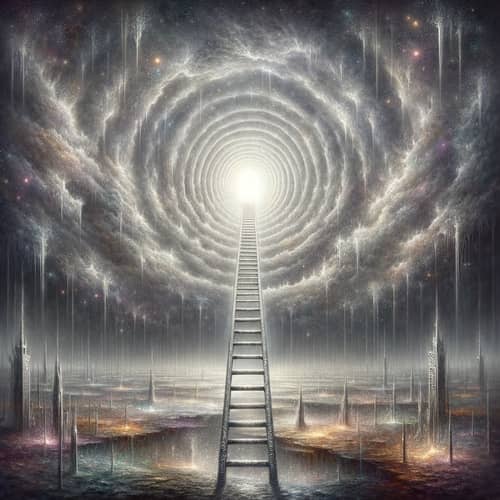 Ethereal Ladder Vanishing into Infinite Void | Supernatural Scene