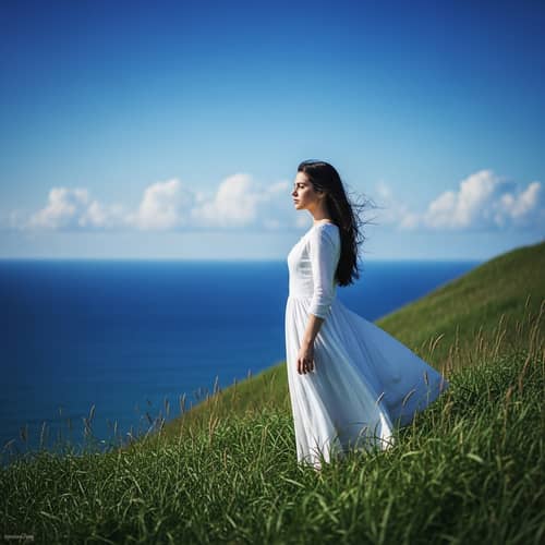 Romantic Girl by the Enchanted Bay in Numenor
