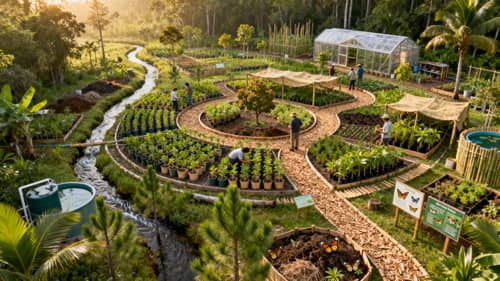 Lush Eco-Friendly Forest Nursery: Aerial View