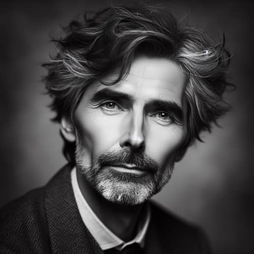 Male Physicist with Tousled Grey Hair - Vintage Portrait