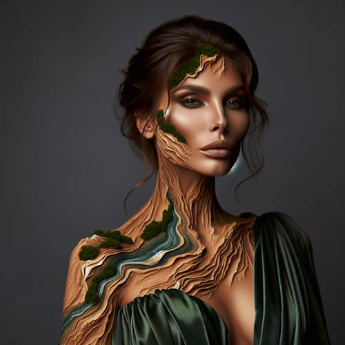 Earthy Queen: Rivers & Mountains Adorned Woman