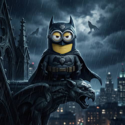 Minion as Batman: Rainy Night Adventure