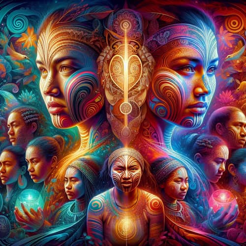 Vibrant Maori Family Portrait - Cultural Heritage Showcase