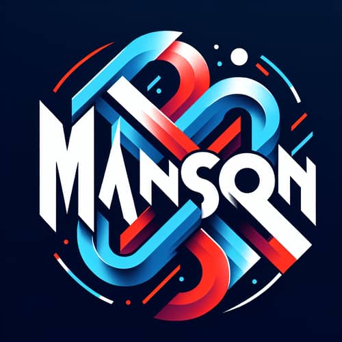 Dynamic 'MANSON' Logo Design with Bold Typography
