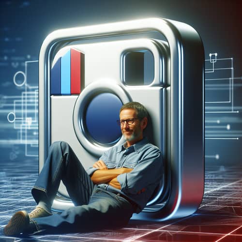 Middle-aged Man Sitting on Instagram 3D Icon