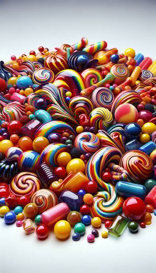 Colorful Candies Display | Vibrant & Dynamic Freeze Frame