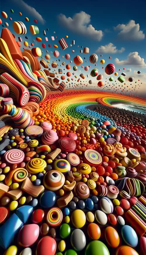 Colorful and Dynamic Candy Display | Juicy Freshness Visualized
