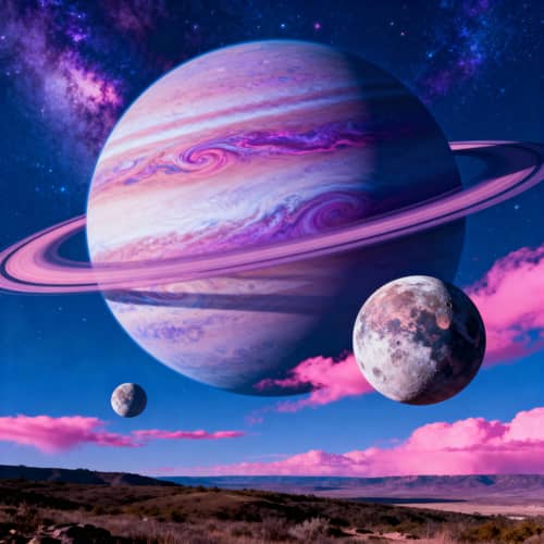 Explore a Vibrant Gas Giant Planet with Moons