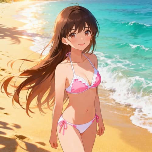 Anime Girl in Bikini at the Beach Anime Girl in Bikini at the Beach