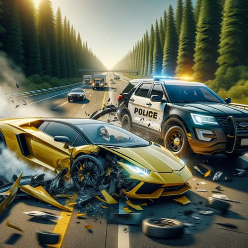 High-Speed Lamborghini Police Chase Ends in Collision