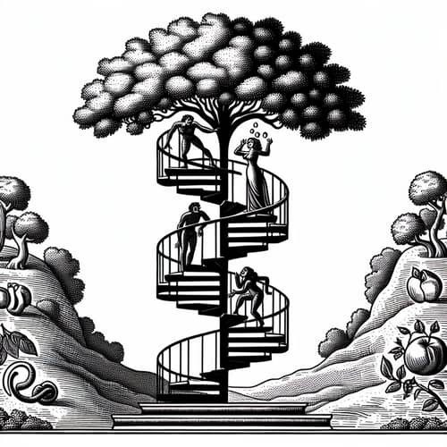 Spiral Staircase Illustration: Tree of Knowledge of Good and Evil