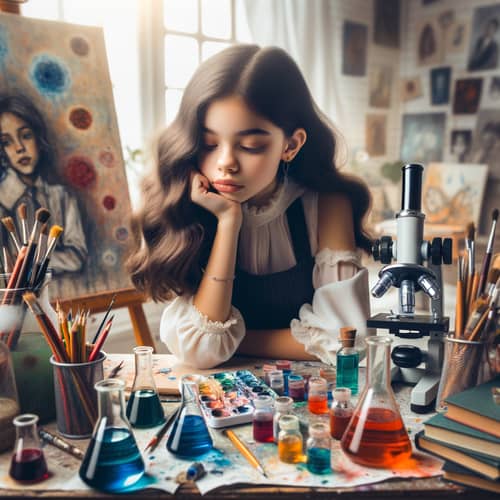 Young Hispanic Girl Embracing Science and Art