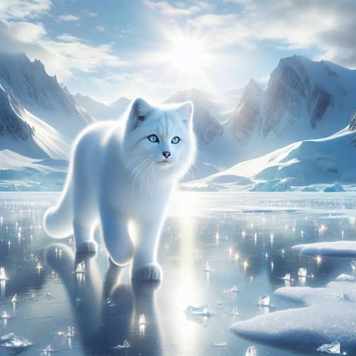 Majestic Arctic Cat in Snowy Landscape