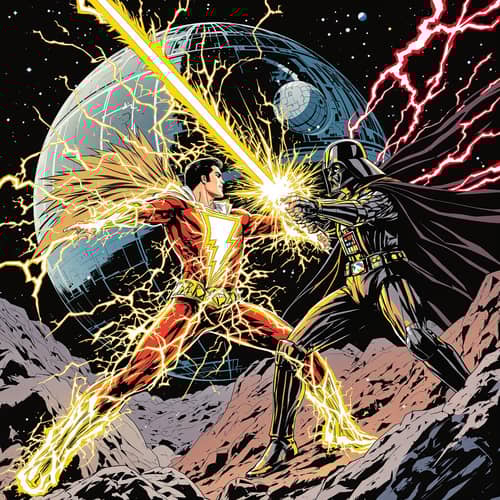 Elvis Shazam vs Darth Vader in Epic Space Battle