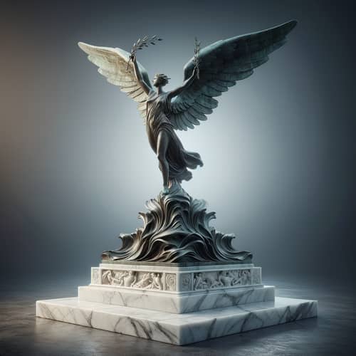 Abstract Victory Statue on Marble Pedestal