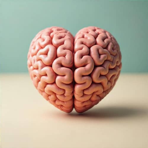 Heart-Shaped Brain in Earthy Pink Color