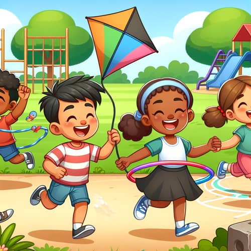 Diverse Children Playing in a Lively Park | Kids Engaging in Fun Activities