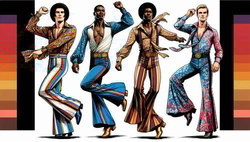 Fabulous 70s Male Dancers Digital Design Sketches